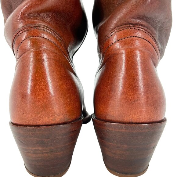 Vintage Frye Cowboy Boots Mens size 9D Distressed Brown Leather USA Western Boot - Picture 8 of 15